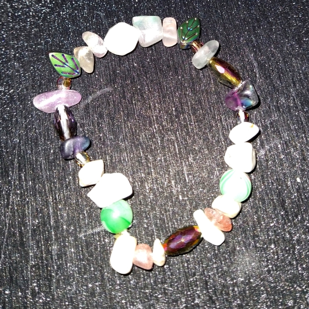 Handmade Natural Stone and Glass Bracelet